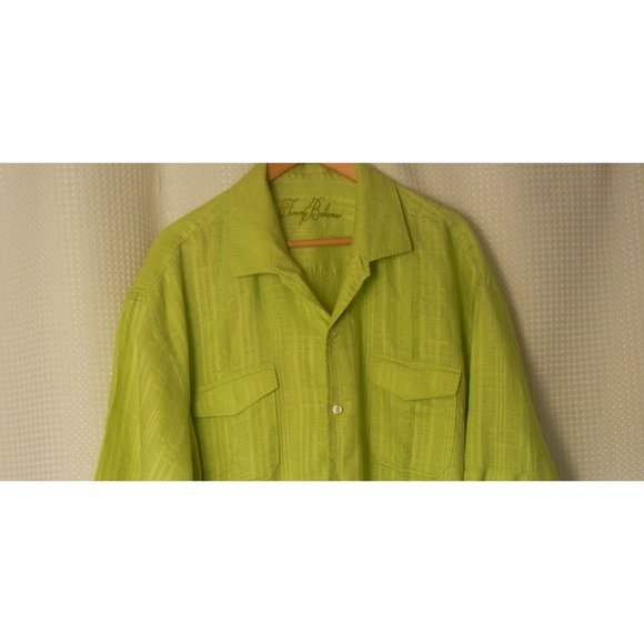XXL Tommy Bahama Linen Lime Green casual button up shirt - Picture 3 of 7
